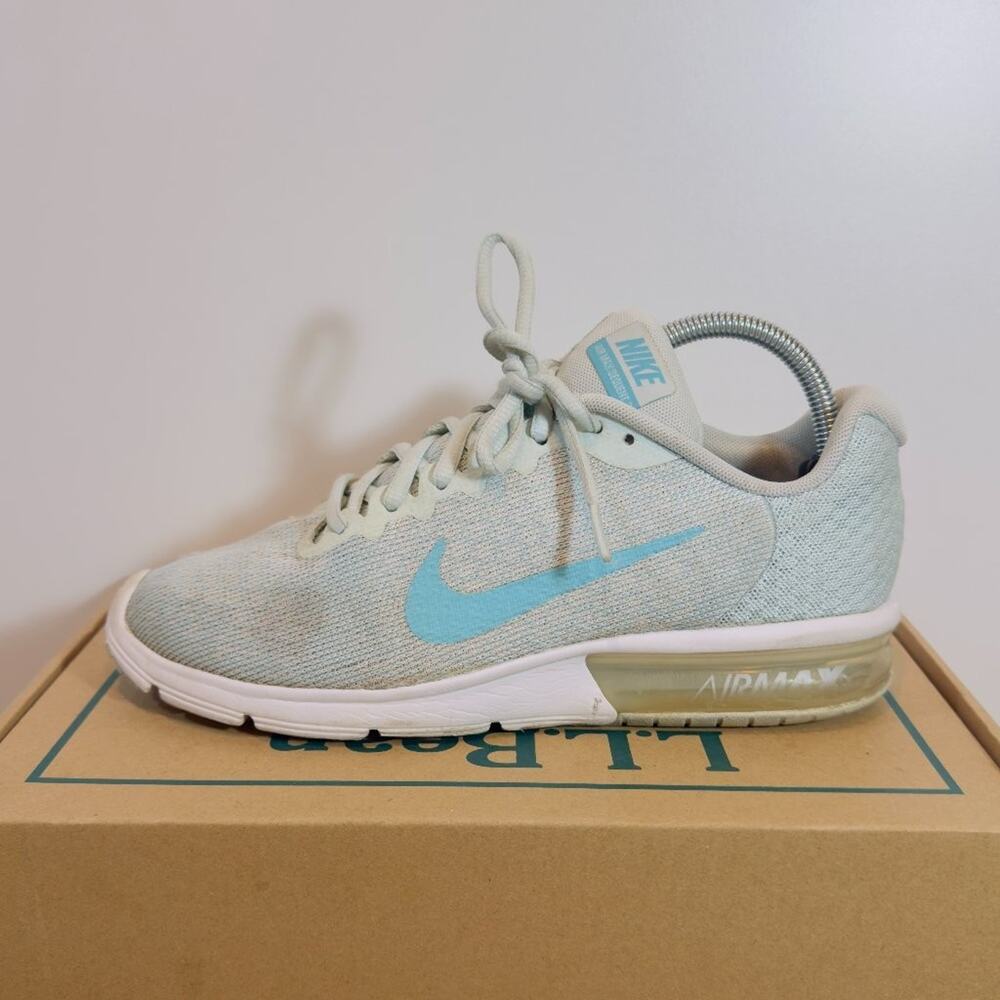 Nike Air Max Sequent 2 Womens Size 8.5 Teal Blue White Running Shoes Air Bubble